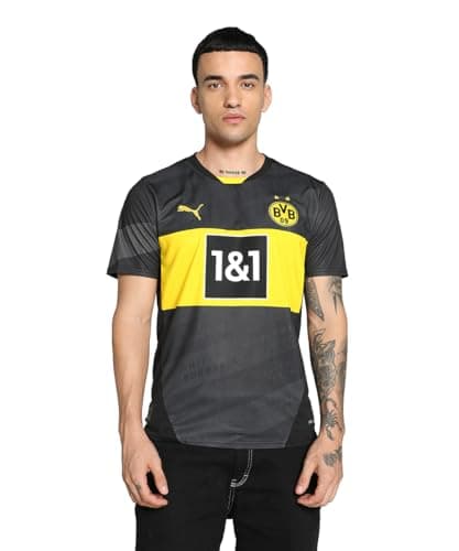 Image of Puma BVB Away Men's Football Jersey Replica Jersey, Black-Yellow Faster, M