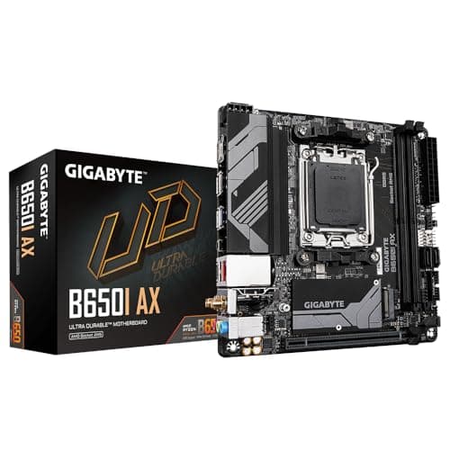 Image of Gigabyte B650I AX Motherboard - Supports AMD AM5 CPUs, 5+2+1 Phases Digital VRM, up to 6400MHz DDR5 (OC), 1xPCIe 4.0 M.2, Wi-Fi 6E, 2.5GbE LAN, USB 3.2 Gen 2