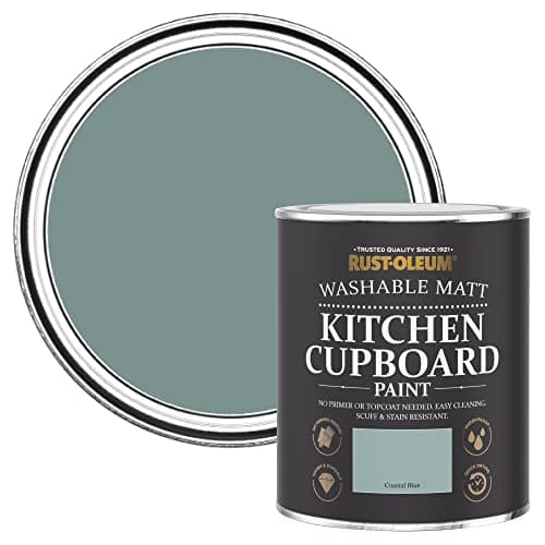 Image of Rust-Oleum Blue Kitchen Cupboard Paint in Matt Finish - Coastal Blue 750ml