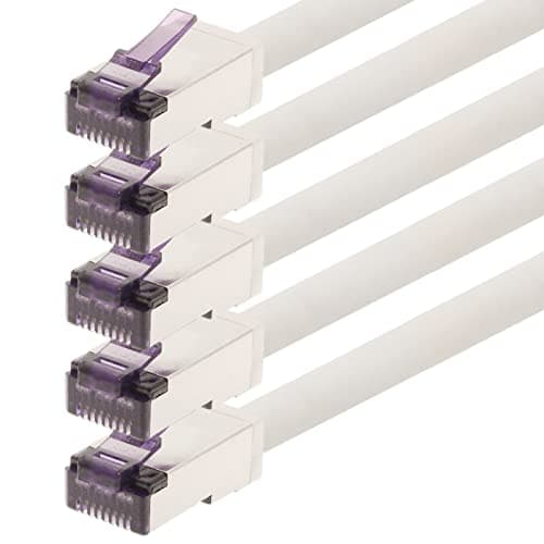 Image of 1aTTack.de - 0.15m - CAT6a Superflex Ethernet Gigabit LAN network cable RJ45 CAT6 A patch cable 10000 Mbit s SFTP PIMF 500 MHz compatible with CAT6 CAT5 - white - 5 pieces