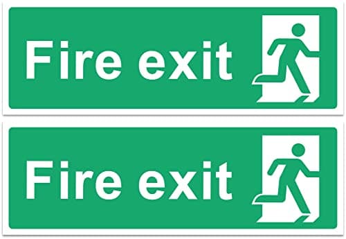Image of Rubigo – 1/2/4/6 Pack Fire Exit Sign - No Arrow – Safety Signs - 30x10cm Self Adhesive Vinyl Sticker, Easy Application Fire Door Emergency Exit Signage (2)