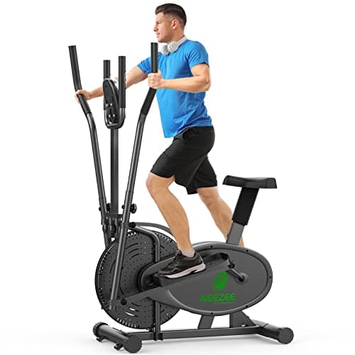 Image of Cross Trainer, 2 in 1 Elliptical Cross Trainers with LCD Monitor, Upgraded Adjustable Resistance, Max Weight 265LBS, Exercise Machine Cross Trainer for Home Gym (Night Black)