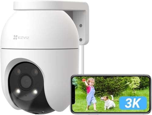 Image of EZVIZ 3K Wifi Security Camera Outdoor Wired, No Monthly Fee, 512GB SD Supports, 360° PT, Colour Night Vision, Human/Vehicle Detection, Auto-Track, Home Wifi CCTV System, Alexa/Google (C8c 5MP)
