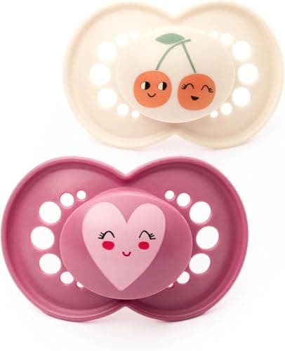 Image of MAM Original Soothers | 6-18 Months | 2 Pack | Comes in Dummy Steriliser Case | Orthodontic Design | Sustainable Materials | Baby Accessories | Pink/Cream (Various Designs)