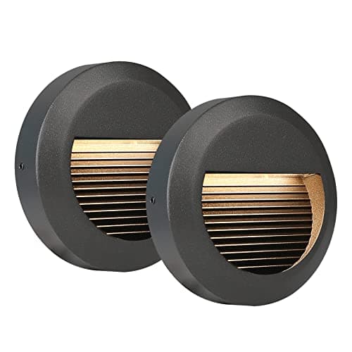 Image of HLFVLITE LED Stair/Wall Lights, 230V Aluminum Outdoor Step Light, IP54 Waterproof Garden Lighting for Stairs, Corridors, Steps, Balcony, Porch, Deck, Fence, 180LM 3000K Warm White, 2-Pack
