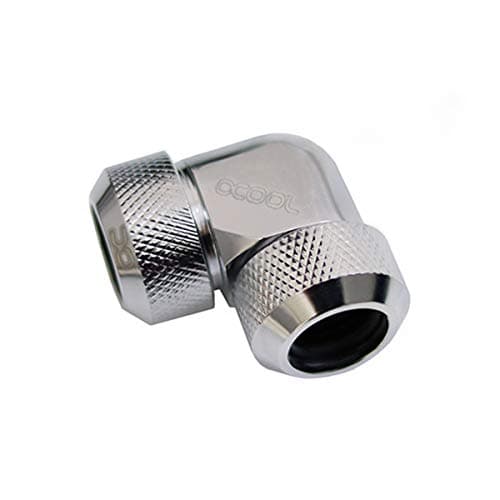Image of Alphacool 17410 Eiszapfen 13mm HardTube compression fitting 90° L-connector for plexi- brass tubes (rigid or hard tubes) - knurled - chrome Water cooling Fittings