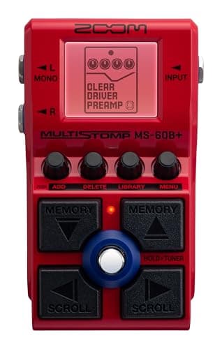 Image of ZOOM MS-60B+ Bass Multi-Effects Pedal, simulation of famous amplifiers and tone-shaping preamps, 75 effects such as overdrive, octaver, filter, modulation, synths, distortion, etc., red