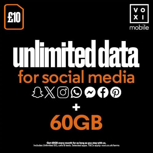 Image of VOXI SIM Card with Endless Social Media, Calls, Texts and Roaming Vodafone LATEST OFFER (£10)