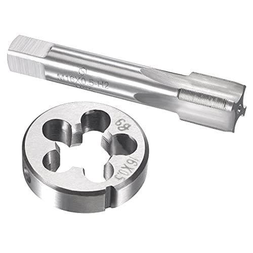 Image of sourcing map M16 x 0.5mm Metric Tap and Die Set, Machine Thread Screw Tap with Round Threading Die, Tap & Die Kit for Nut Screw Bolt Thread Repair