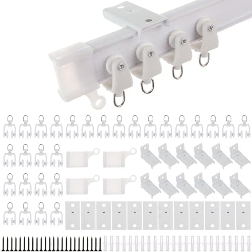 Image of LOLYSIC 4m / 13ft Bendable Curtain Rail for Bay Windows, Flexible PVC Ceiling Curtain Track, Wall or Ceiling Mounted Curtain Rails and Fittings for Long Curved Bay Straight Window RV Room, White
