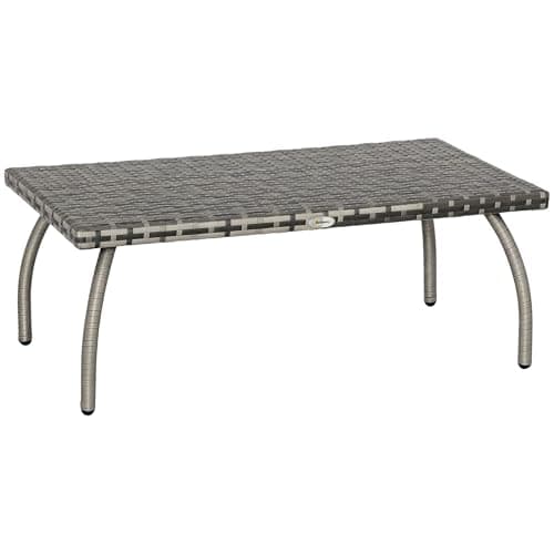Image of Outsunny Rattan Garden Coffee Table, PE Wicker Outdoor Garden Table with All-Weather Material for Garden, Balcony, Porch, Grey