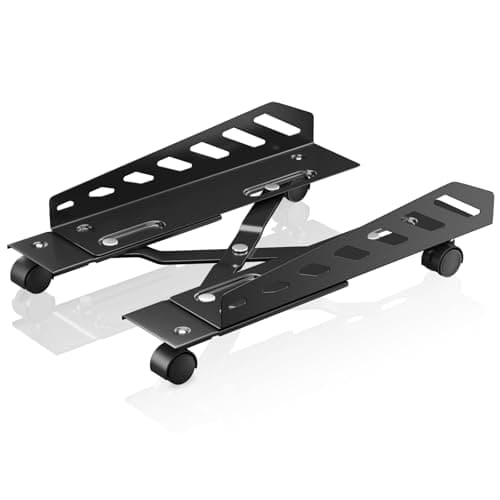 Image of AGPTEK CPU Stand, Adjustable Width 6.3" to 11.8", Compatible with Desktop, Black Steel Floor Mount Computer Tower Stand with 4 Caster Wheels, 2 Lockable