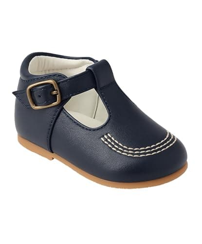 Image of Baby & Boys Buckled Leather Navy Blue Shoes – Stylish & Comfortable Footwear Size 4 Infant