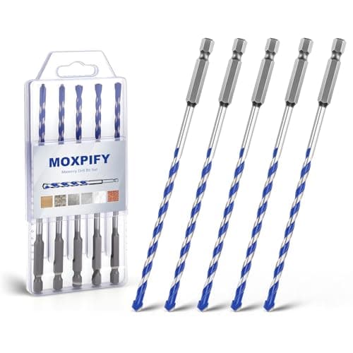 Image of MOXPIFY 5pcs 5.5mm Masonry Drill Bit 150mm Extra Long, Tungsten Carbide Tip Concrete Drill Bits for Brick Wall Tile Porcelain (5.5mm x 150mm x 5, Hex Shank)