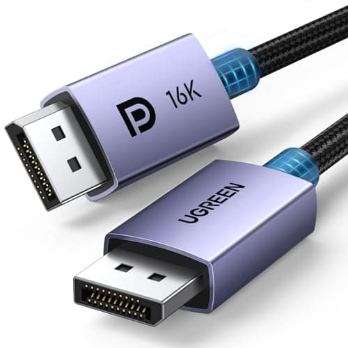 Image of UGREEN 16K DisplayPort Cable 6.6FT [VESA Certified] DP 2.1 to DP Lead 16K@30Hz 8K@240Hz 4K@240Hz 54Gbps HDR DSC 1.2a MST FreeSync G-Sync HDCP 2.3 Display Port Cord for TV PC Video Card Monitor (2M)
