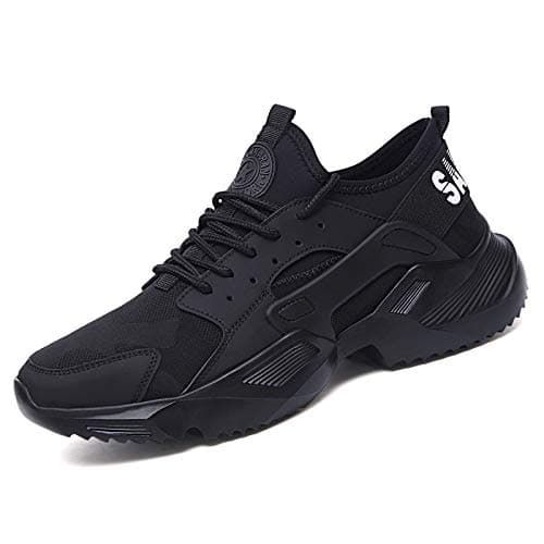 Image of Annvia Safety Trainers for Mens Women Lightweight Steel Toe Cap Trainers Work Safety Shoes Breathable Ladies Safety Boots Non Slip Sneakers Black 44