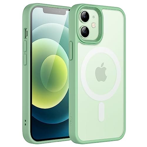 Image of JETech Magnetic Case for iPhone 12 mini 5.4-Inch Compatible with MagSafe, Translucent Matte Back Slim Shockproof Phone Cover (Green)