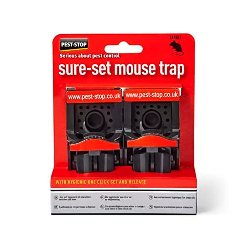 Image of Pest-Stop Sure-Set Mouse Traps – Pack of 2 – Quick and Powerful Snap Traps with Secure Bait Cup – Reusable, Easy to Clean – For Indoor and Outdoor Use