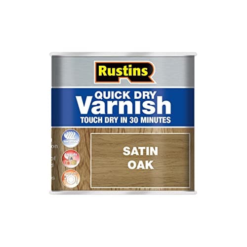 Image of RUSTINS VSOA500 Quick Dry Varnish, Satin Oak, 500ml