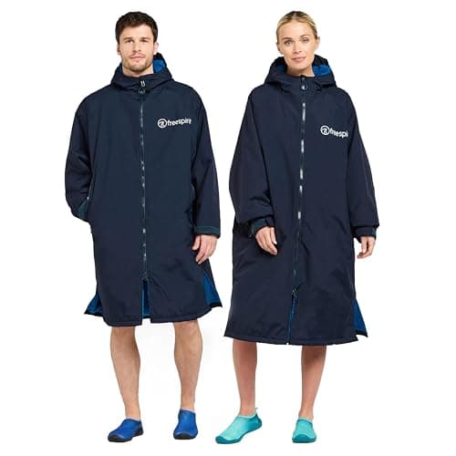 Image of FREESPIRIT Unisex Adults Aquarobe Pro Jacket, Waterproof Drying Robe for Watersports with Deep-Pile Fleece Lining, Ideal for Surfing and Wild Swimming (UK, Alpha, S, M, Regular, Regular, Blue)