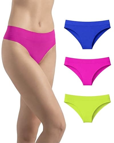Image of Risalti Seamless Brazilian Knickers For Women Multipack 3Pcs - Brazilian Underwear Women No VPL, Invisible Panties, Soft Microfibre, Breathable, Stretch, Ladies Seam Free Knickers - Made in Italy