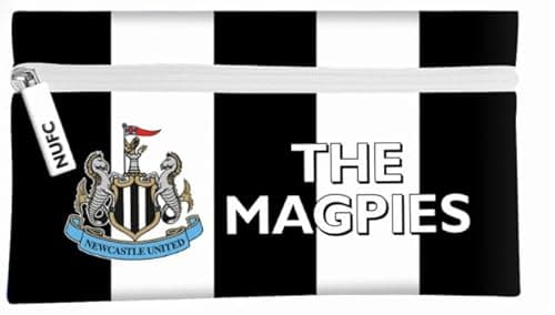 Image of Newcastle United FC Stationery Set, Black and White Neoprene Pencil Case with Club Crest and10 Pack Pencils with Erasers, School Supplies