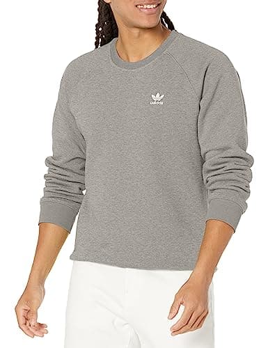 Image of adidas Originals Men's Trefoil Essentials Crew Neck, Medium Grey Heather, S