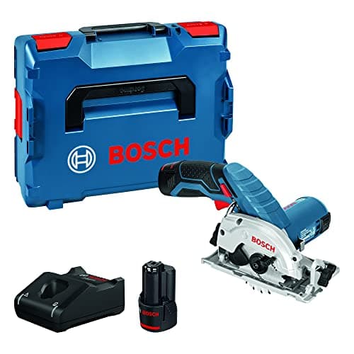 Image of Bosch Professional 12V System Cordless Circular Saw GKS 12V-26 (incl. Hex Key, Parallel Guide/Guide Rail Adapter, 1x Circular Saw Blade, Charger GAL 12V-40, 2X Battery GBA 12V 2.0Ah, L-BOXX 136)