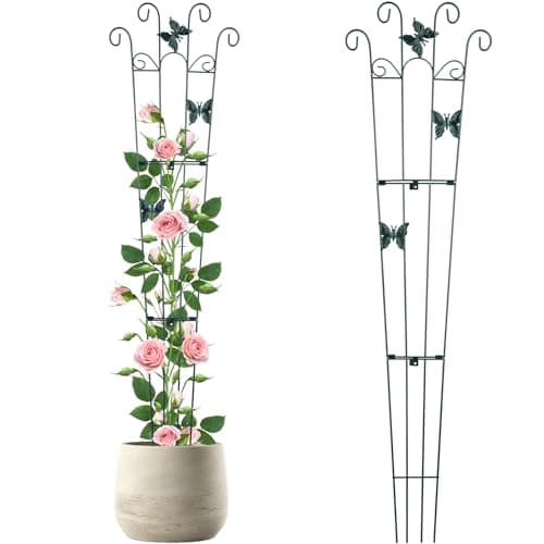 Image of NiHome Foldable Metal Garden Trellis for Climbing Plants, 113x30cm Rust-Resistant Iron Wire Screen for Outdoor & Indoor Use, Easy Installation Plant Support for Vegetables, Roses & Vines
