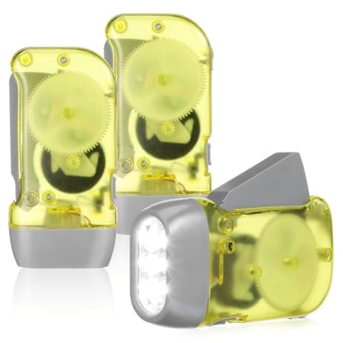 Image of jojofuny 3 Pcs Wind Up Torch: Portable Hand Crank Flashlight for Camping & Hiking - Battery-Free Squeeze Powered LED Torches for Emergency, Power Cuts & Home Use - Assorted Color