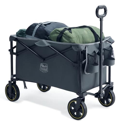 Image of TIMBER RIDGE Festival Trolley on Wheels, 200L Large Capacity Folding Camping Trolley with Adjustable Handle, Heavy Duty Storage Wagon Cart for Outdoor Garden Picnic Shopping Beach