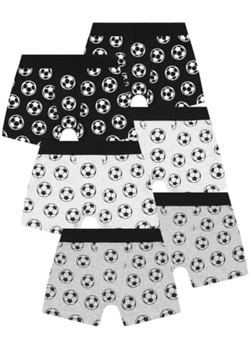 Image of ThePyjamaFactory Boys 6 Pack Football Boxer Shorts Cotton Boxers Multipack Trunk Kids Underwear (8-9 Years) Multicolor