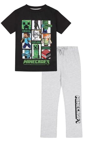 Image of Minecraft Boys Girls Long Gaming Kids Pyjama Set (4-5 Years) Black