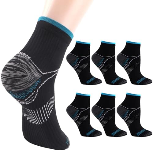Image of 6 Pairs Compression Socks, Plantar Fasciitis Socks with Arch Support for Athletic Medical Pregnant Travel Women & Men (Black)
