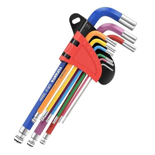 Image of YUFANYA 9 PCS Allen Key Set,Metric Hex Key Set Long Arm Ball End Multicolour Coding,Sizes 1.5-10mm,Allen Wrench Universal Set for Furniture Assembly,Bike,Motorcycle Maintenance,Household DIY