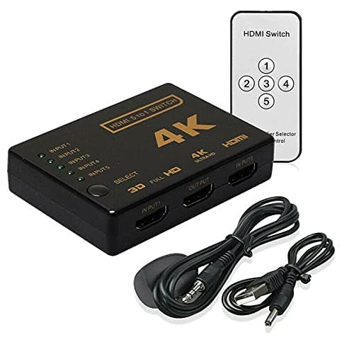 Image of Multibao 5 In 1 Out HDMI Switch with Remote - 4K 3D 1080P Plug & Play HDMI Switcher for PS4, Xbox, DVD Player, HDTV, Computer, Laptop, Projector
