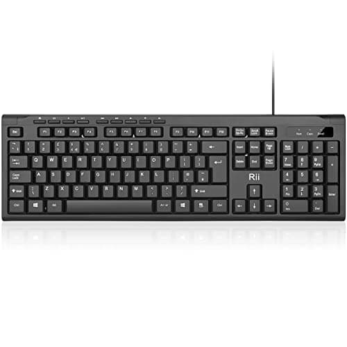 Image of Rii RK907 USB Wired Keyboard Full Size Office Keyboard Compatible with Mac PC Tablet Windows Android Microsoft UK Layout