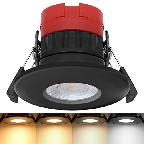 Image of Mega Socket Fire Rated Downlight Dimmable LED 8W Colour Switching CCT 2700k Warm, 3000k Warm White, 4000k Cool, 6000k Daylight, IP65 Recessed Ceiling Lights Black