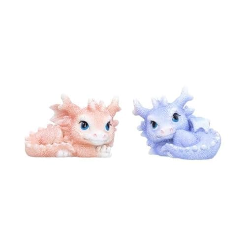 Image of Nemesis Now Coralscale Nestlings Dragon Figurines Set of 2 6cm – Mini Baby Dragon Statues, Pastel Fantasy Resin Collectible Decor, For Dragon Lovers