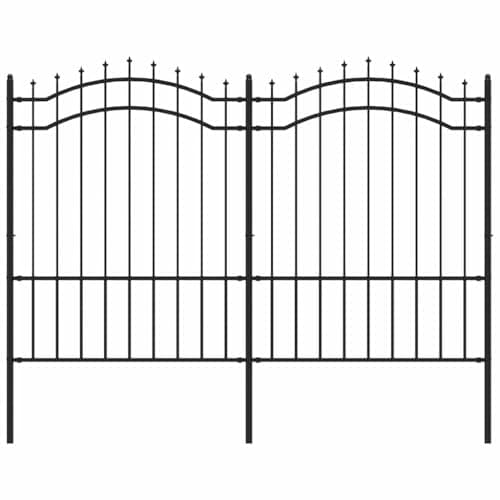 Image of vidaXL Garden Fence with Spear Top Black 239x150 cm Powder-coated Steel