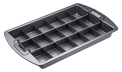 Image of Chicago Metallic CMET26740 Professional Non-Stick Brownie Tin with Dividers and Loose Base, 23 x 33 cm (9" x 13"), Carbon Steel, Grey