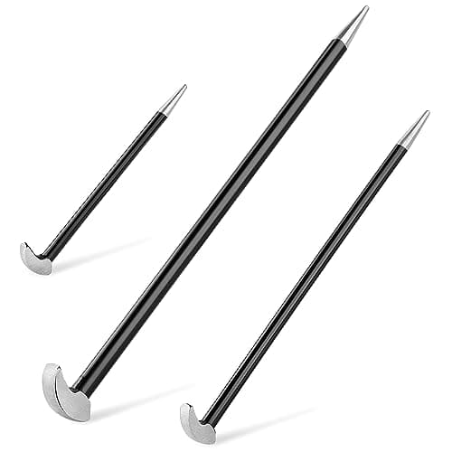 Image of Heel Bar Set 3PCs, MAXPOWER Heel and Toe Rolling Head Pry Bar Crowbar Wrecking Knuckle Bar Set - 150mm, 300mm & 400mm