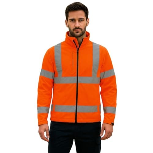 Image of shelikes Hi Vis Viz Visibility Two Tone Zipped Zip Softsheel Light Weight Fleece Zip Jacket Size[Orange,