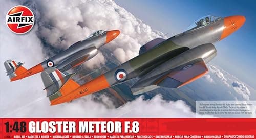 Image of Airfix - Model Set - A09182A Gloster Meteor F.8 Model Building Kit - Plastic Plane Kits for Adults & Children 8+, Set Includes Sprues & Decals - 1:48 Scale