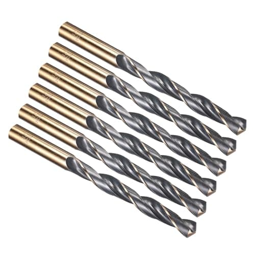 Image of PATIKIL 11.5mm Drill Bit, Jobber Straight Shank 4341 High-Speed Steel 118° Black and Gold Finish for Medium-hard Metal Steel Acrylic - 6 Pack