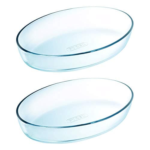 Image of 2 x Pyrex Essentials Large 4L 4 Litre Oval Roaster 39 x 27cm - Freezer, Oven, Microwave & Dishwasher Safe