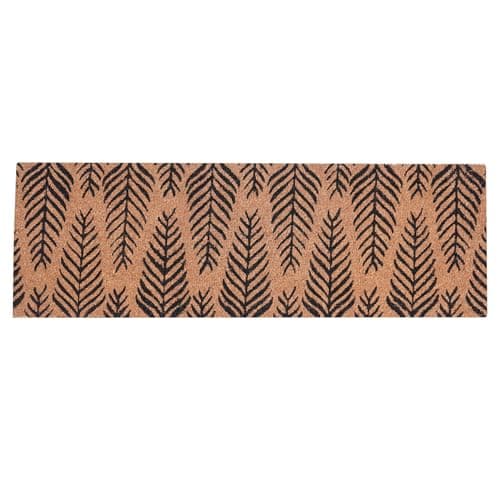 Image of Extra Long Printed Coir Doormat 40x125cm Non-Slip Backing Large Natural Runner for Hallway Entrance Indoor Outdoor Dirt Trapping Heavy Duty Coconut Fibre Mat [Palm Pattern]