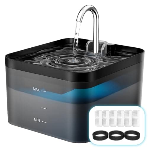 Image of PawPoll Cat Water Fountain for Drinking, 2.2L Cat Water Fountain, Pet Water Fountain with LED Lights and 9 Activated Carbon Filters, Two Water Flow Modes, Suitable for cat and dog
