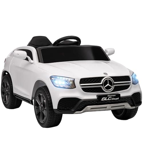 Image of AIYAPLAY Mercedes-Benz GLC Coupe Licensed Kids Ride on Car, 12V Battery Powered Kids Electric Car with Remote Control, Soft Start, LED Light, Music, MP3, 3 Speed, for 3-6 Years, White