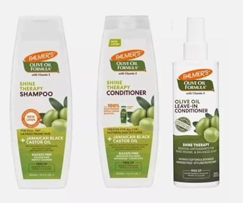Image of Palmer'ss Olive Oil Shine Therapy Shampoo & Conditioner with Jamaican Black Castor Oil 400ml + Olive Leave In Conditioner Shine Therapy 250ml